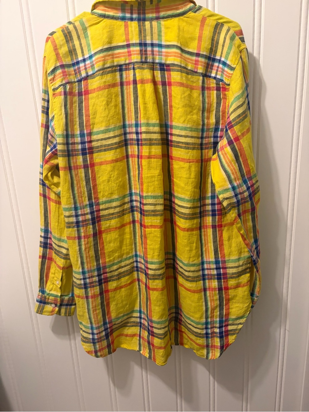 Lauren Ralph Lauren 100% Linen Vibrant Yellow Madras Plaid Tunic XL - Picture 10 of 11